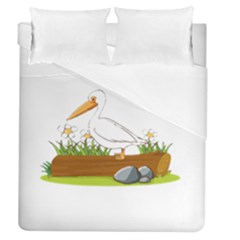 Pelican T-shirtwhite Look Calm Pelican 34 T-shirt (1) Duvet Cover (queen Size) by EnriqueJohnson