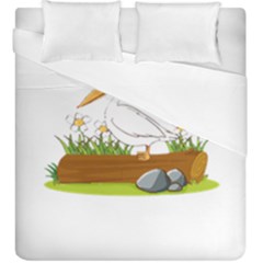 Pelican T-shirtwhite Look Calm Pelican 34 T-shirt (1) Duvet Cover Double Side (king Size) by EnriqueJohnson