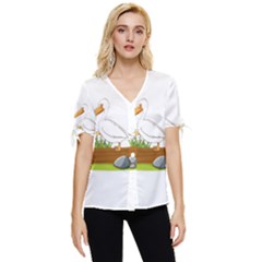 Pelican T-shirtwhite Look Calm Pelican 34 T-shirt Bow Sleeve Button Up Top by EnriqueJohnson