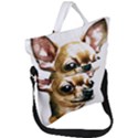 Brown Chihuahua T- Shirt Tan Brown Chihuahua Watercolor Portrait T- Shirt Fold Over Handle Tote Bag View1