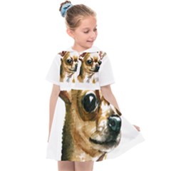 Brown Chihuahua T- Shirt Tan Brown Chihuahua Watercolor Portrait T- Shirt Kids  Sailor Dress by JamesGoode