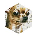 Brown Chihuahua T- Shirt Tan Brown Chihuahua Watercolor Portrait T- Shirt Wooden Puzzle Hexagon View1