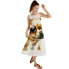 Brown Chihuahua T- Shirt Tan Brown Chihuahua Watercolor Portrait T- Shirt Summer Maxi Dress by JamesGoode