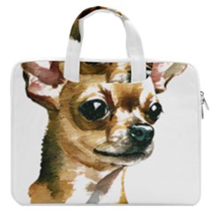 Brown Chihuahua T- Shirt Tan Brown Chihuahua Watercolor Portrait T- Shirt Macbook Pro 16  Double Pocket Laptop Bag  by JamesGoode