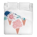 Flowers And Leaves T- Shirt Midsummer I Scream Flower Cones    Print    Pink Coral Aqua And Teal Flo Duvet Cover (Full/ Double Size) View1