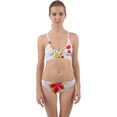 Flowers Art T- Shirtflower T- Shirt Wrap Around Bikini Set by ZUXUMI