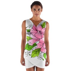 Flowers Art T- Shirtflowers T- Shirt (1) Wrap Front Bodycon Dress