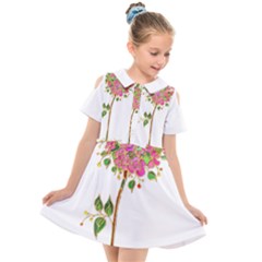 Flowers Art T- Shirtflowers T- Shirt (2) Kids  Short Sleeve Shirt Dress