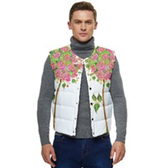 Flowers Art T- Shirtflowers T- Shirt (2) Men s Button Up Puffer Vest	