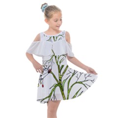 Flowers Art T- Shirtflowers T- Shirt (3) Kids  Shoulder Cutout Chiffon Dress