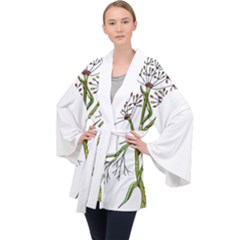 Flowers Art T- Shirtflowers T- Shirt (3) Long Sleeve Velvet Kimono 