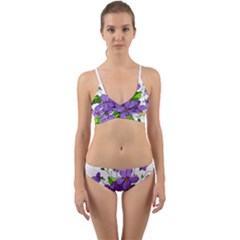 Flowers Art T- Shirtflowers T- Shirt (4) Wrap Around Bikini Set by ZUXUMI