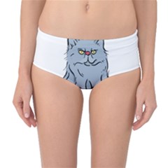 Persian Cat T-shirtwhite Look Calm Persian Cat 03 T-shirt (1) Mid-waist Bikini Bottoms by EnriqueJohnson