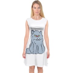 Persian Cat T-shirtwhite Look Calm Persian Cat 03 T-shirt (1) Capsleeve Midi Dress by EnriqueJohnson