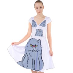 Persian Cat T-shirtwhite Look Calm Persian Cat 03 T-shirt (1) Cap Sleeve Front Wrap Midi Dress by EnriqueJohnson