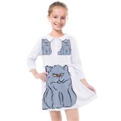 Persian Cat T-shirtwhite Look Calm Persian Cat 03 T-shirt (1) Kids  Quarter Sleeve Shirt Dress by EnriqueJohnson