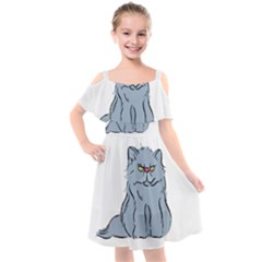 Persian Cat T-shirtwhite Look Calm Persian Cat 03 T-shirt (1) Kids  Cut Out Shoulders Chiffon Dress by EnriqueJohnson