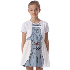 Persian Cat T-shirtwhite Look Calm Persian Cat 03 T-shirt (1) Kids  Short Sleeve Pinafore Style Dress by EnriqueJohnson