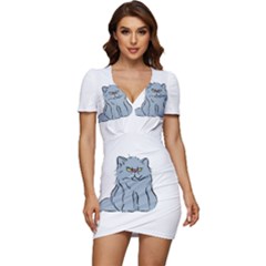 Persian Cat T-shirtwhite Look Calm Persian Cat 03 T-shirt (1) Low Cut Cap Sleeve Mini Dress by EnriqueJohnson