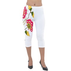 Flowers Art T- Shirtflowers T- Shirt Lightweight Velour Capri Leggings  by ZUXUMI