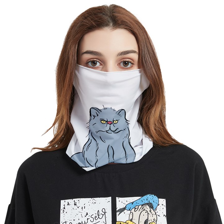 Persian Cat T-shirtwhite Look Calm Persian Cat 03 T-shirt Face Covering Bandana (Two Sides)