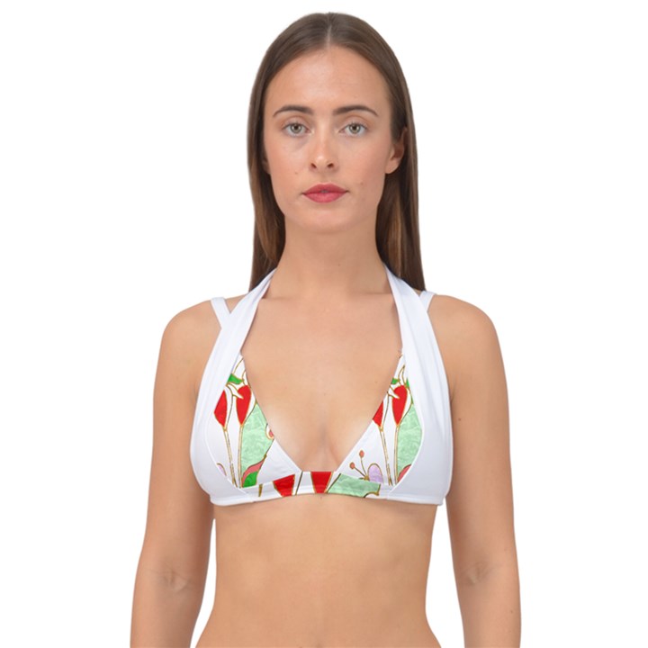 Flowers Illustration T- Shirtflowers T- Shirt (1) Double Strap Halter Bikini Top