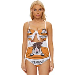 Bull Terrier T- Shirt Cute Bull Terrier Dog T- Shirt Knot Front One-piece Swimsuit by JamesGoode