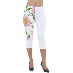 Flowers Illustration T- Shirtflowers T- Shirt (2) Lightweight Velour Capri Leggings  by ZUXUMI