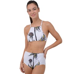 Flowers Illustration T- Shirtflowers T- Shirt (3) Halter Tankini Set by ZUXUMI