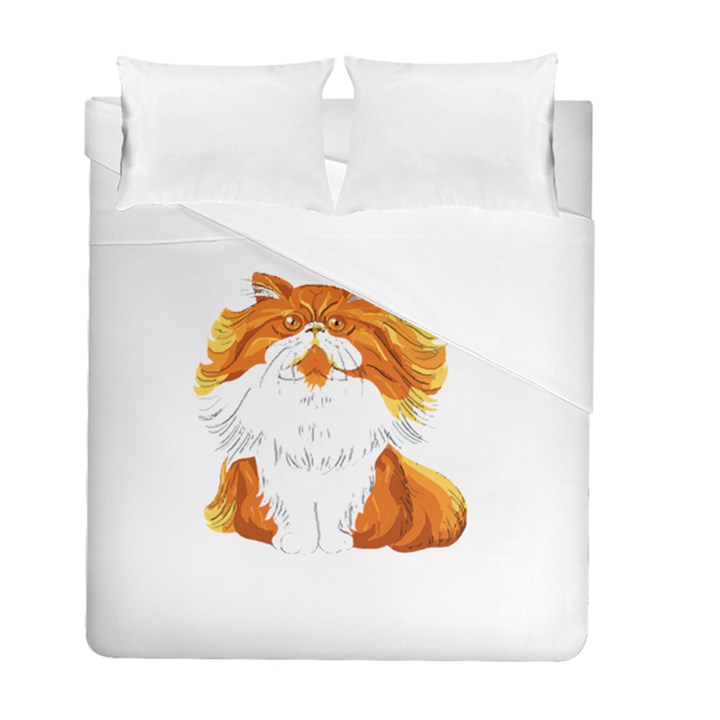 Persian Cat T-shirtwhite Look Calm Persian Cat 06 T-shirt (1) Duvet Cover Double Side (Full/ Double Size)