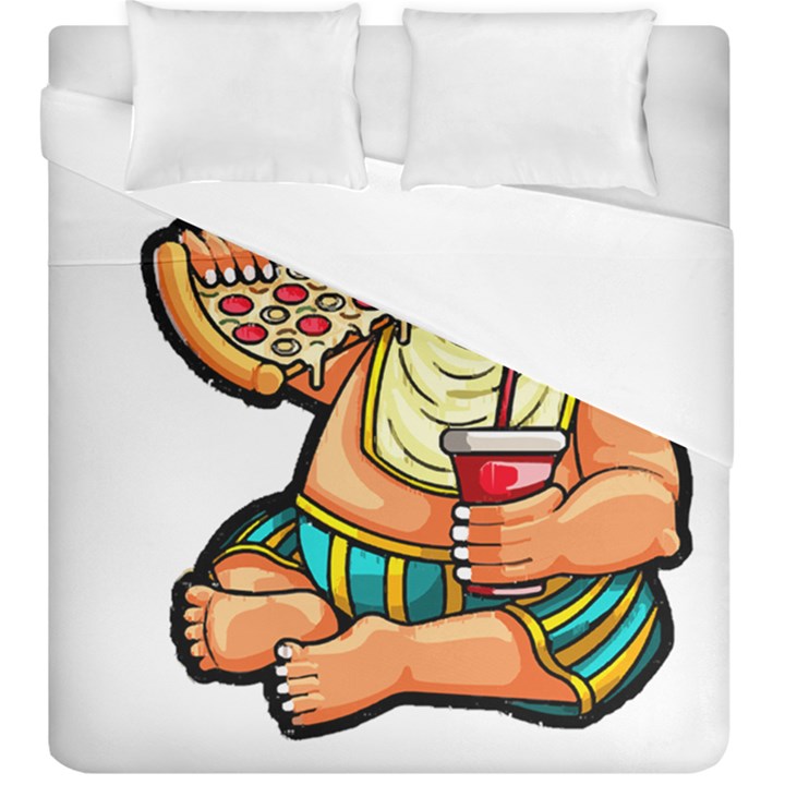 Bulldog Gifts T- Shirtbulldog Eating Pizza T- Shirt Duvet Cover Double Side (King Size)