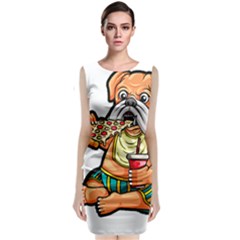 Bulldog Gifts T- Shirtbulldog Eating Pizza T- Shirt Sleeveless Velvet Midi Dress by JamesGoode