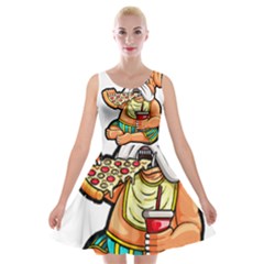 Bulldog Gifts T- Shirtbulldog Eating Pizza T- Shirt Velvet Skater Dress by JamesGoode