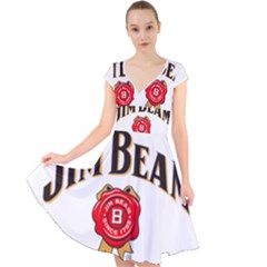 Jim Beam Cap Sleeve Front Wrap Midi Dress by MusicOn