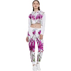 Flowers Illustration T- Shirtflowers T- Shirt Cropped Zip Up Lounge Set by ZUXUMI