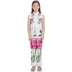 Flowers Lover T- Shirtflowers T- Shirt Kids  Sleeveless Ruffle Edge Band Collar Chiffon One Piece