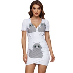 Persian Cat T-shirtwhite Look Calm Persian Cat 09 T-shirt (1) Low Cut Cap Sleeve Mini Dress by EnriqueJohnson