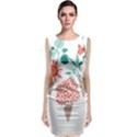 Flowers T- Shirt Midsummer I Scream Flower Cones    Print    Green Aqua And Orange Flowers Bouquets Sleeveless Velvet Midi Dress View1