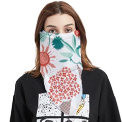 Flowers T- Shirt Midsummer I Scream Flower Cones    Print    Green Aqua And Orange Flowers Bouquets Face Covering Bandana (triangle) by ZUXUMI