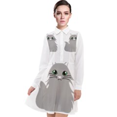 Persian Cat T-shirtwhite Look Calm Persian Cat 09 T-shirt Long Sleeve Chiffon Shirt Dress