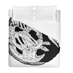 Fossil T- Shirt Armadillo Fossil X Inktober 22 - Black Design T- Shirt Duvet Cover Double Side (full/ Double Size) by ZUXUMI