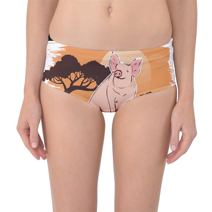 Pig T-shirtlife Would Be So Boring Without Pigs T-shirt Mid-Waist Bikini Bottoms