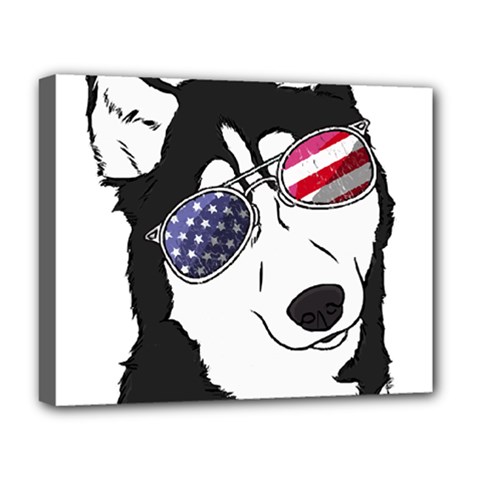 Fourth Of July T- Shirt Patriotic Husky T- Shirt Deluxe Canvas 20  X 16  (stretched) by ZUXUMI