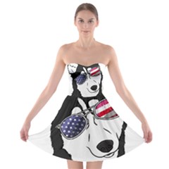 Fourth Of July T- Shirt Patriotic Husky T- Shirt Strapless Bra Top Dress by ZUXUMI