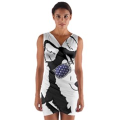 Fourth Of July T- Shirt Patriotic Husky T- Shirt Wrap Front Bodycon Dress by ZUXUMI