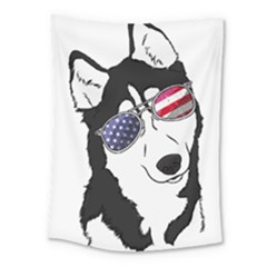 Fourth Of July T- Shirt Patriotic Husky T- Shirt Medium Tapestry by ZUXUMI