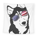 Fourth Of July T- Shirt Patriotic Husky T- Shirt Square Tapestry (Large) View1