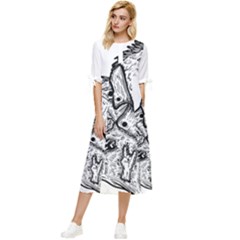 Fowl T- Shirt Fowl Play X Inktober 22 T- Shirt Bow Sleeve Chiffon Midi Dress by ZUXUMI