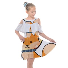 Fox T- Shirt Kawaii Astronaut Fox T- Shirt Kids  Shoulder Cutout Chiffon Dress