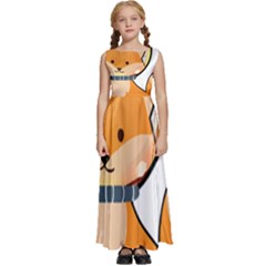 Fox T- Shirt Kawaii Astronaut Fox T- Shirt Kids  Satin Sleeveless Maxi Dress by ZUXUMI